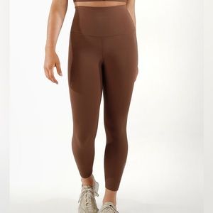 LORNA JANE “ULTRA HI FOLD LOTUS ANKLE BITER LEGGINGS” CHOCOLATE/LARGE